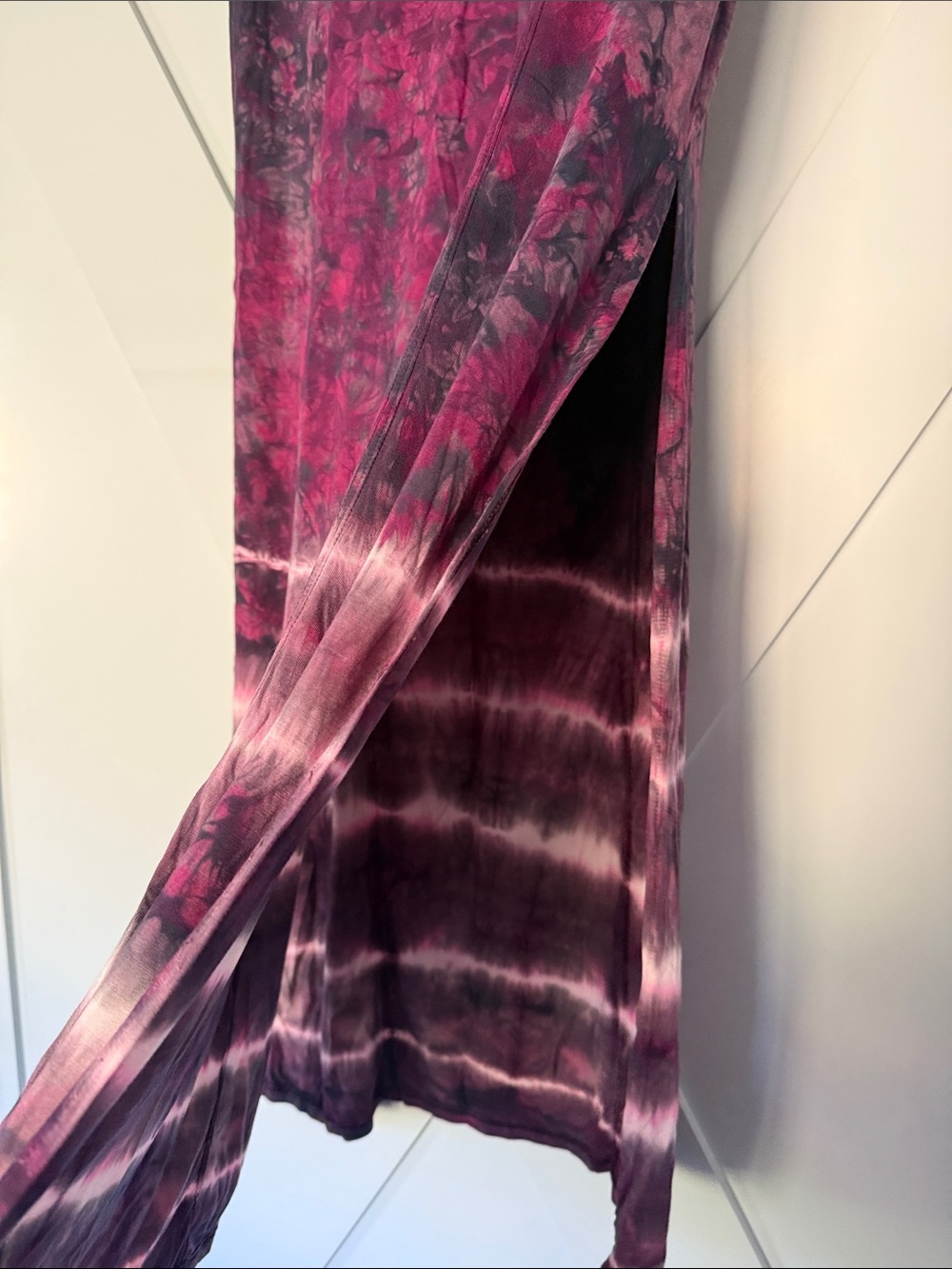 Bohemian Tie-Dye Maxi Skirt in Plum and Black - Picture 3 of 7